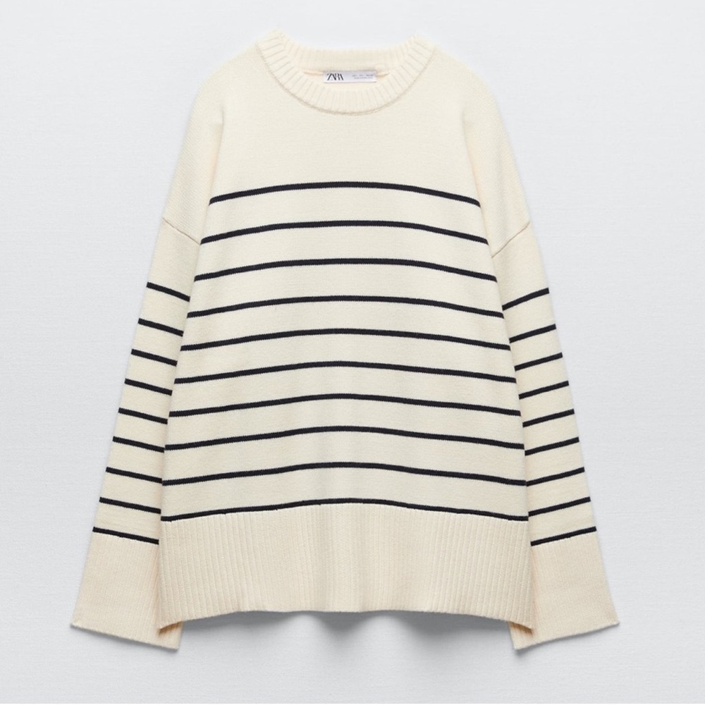 ZARA Cream with Navy Stripe Sweater